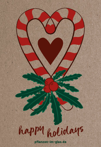 Karte "happy holidays", 12 cm x 17,5 cm